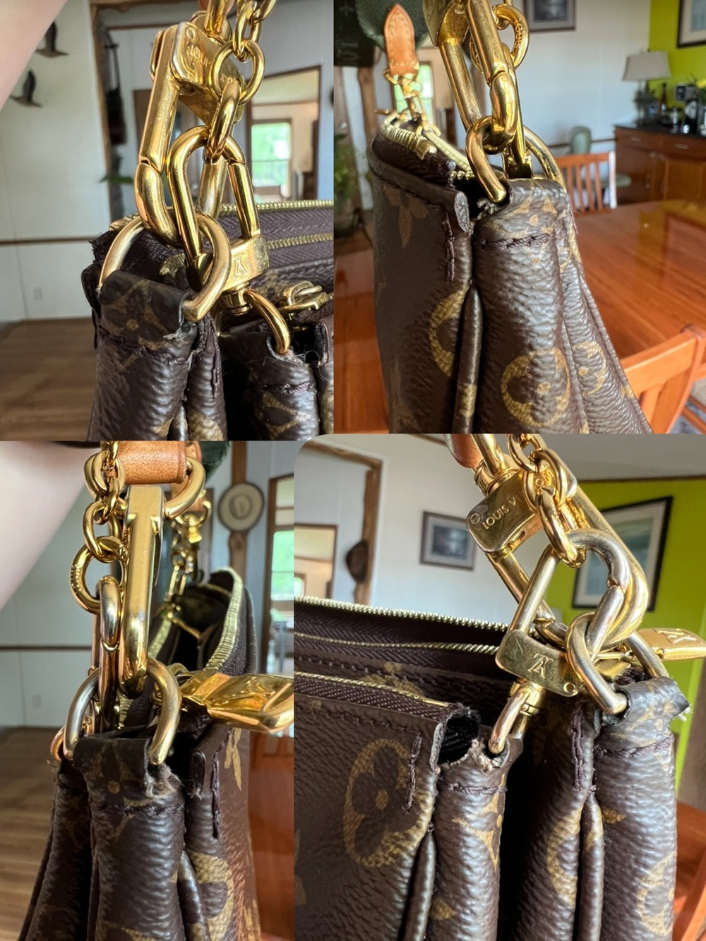 Louis Vuitton Multi Pochette Accessoires Monogram Crossbody Bag Khaki Strap - Picture 13 of 17